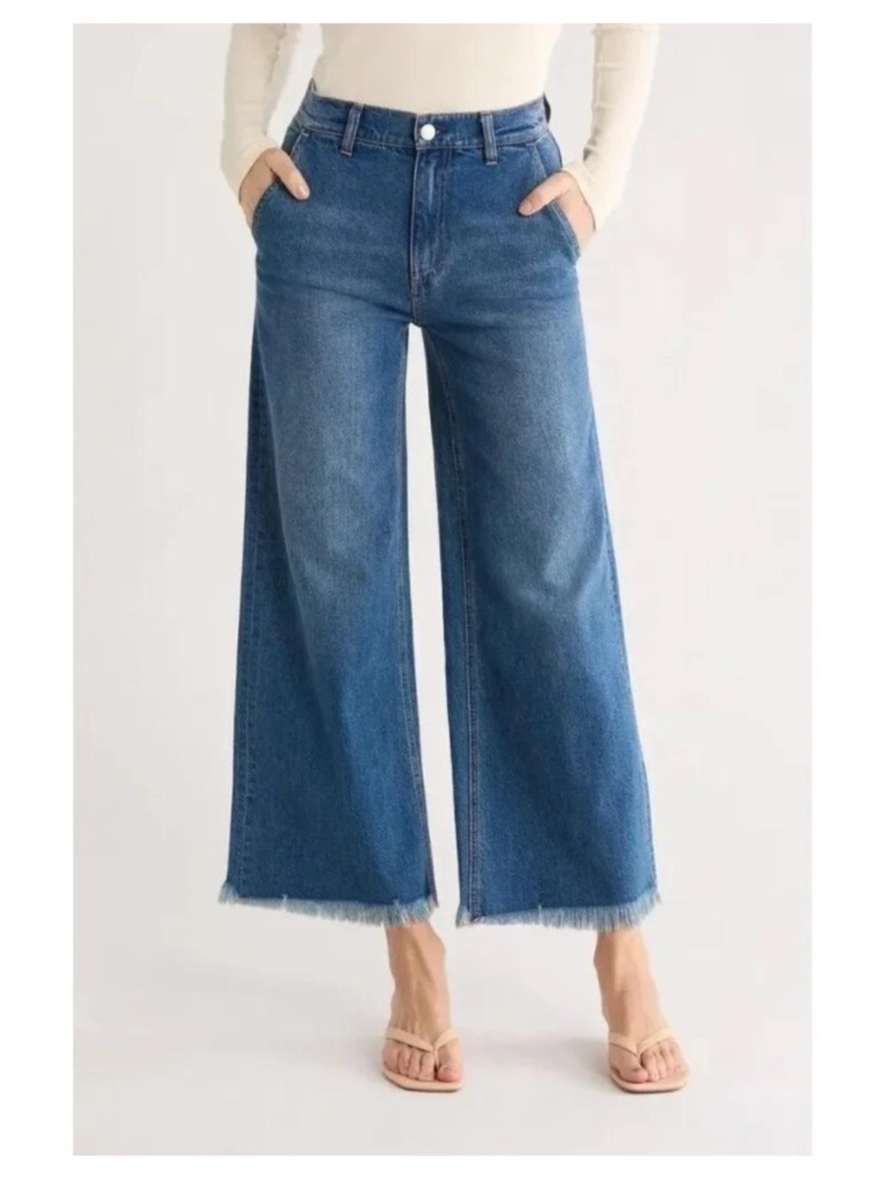 Alice + Olivia Emory Wide‎ Leg Cropped Jeans